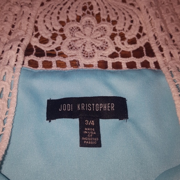 Jodi Kristopher Turquoise Crochet-top Dress - Picture 4 of 8